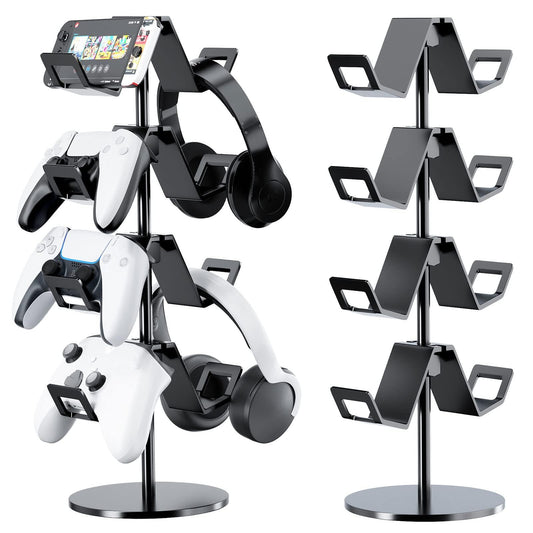 Karanava Controller Holder 4 Tier,Headphone Stand - Adjustable Headset Holder for Xbox PS5 PS4 Switch Pro - Gaming Accessories Storage