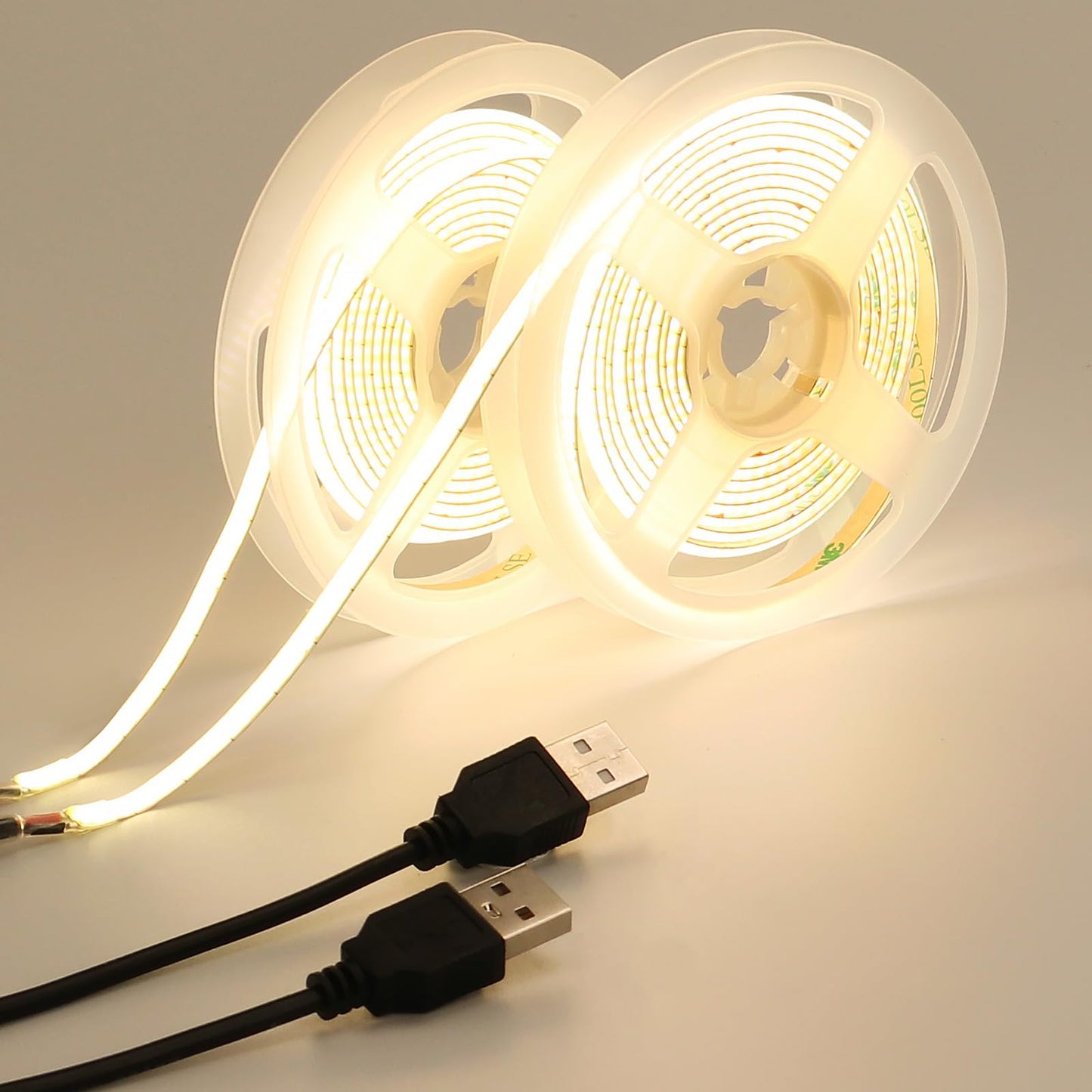 GOMING 5V COB USB LED Strip Light Natural White 4000K 5mm Width USB Powered 13.12ft/4M 400LEDs/M Flexible High Brightness IP20 Not Waterproof LED Tape