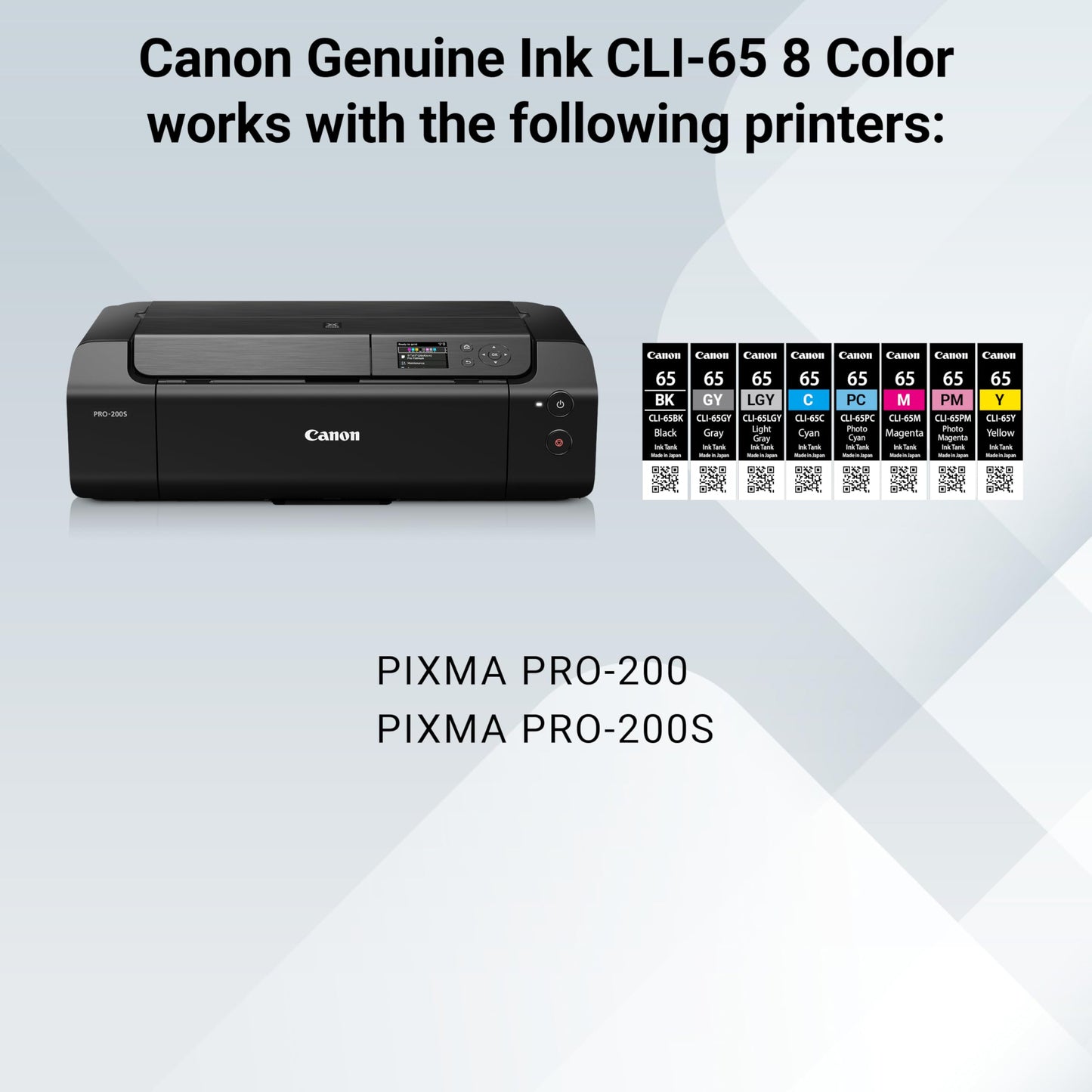 Canon CLI-65 Genuine Eight Color Pack, Compatible with PIXMA PRO-200, and PIXMA PRO-200S Printers