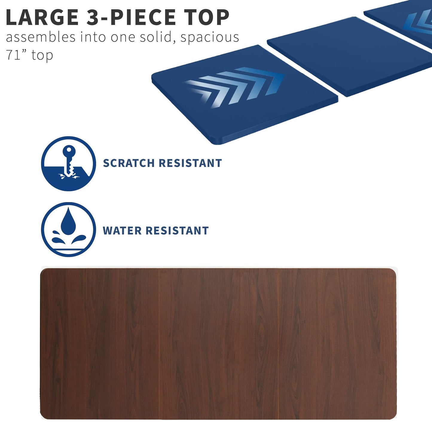 VIVO Universal 71 x 30 inch Table Top for Standard and Sit to Stand Height Adjustable Home and Office Desk Frames, Dark Walnut Desktop, DESK-TOP72-30D