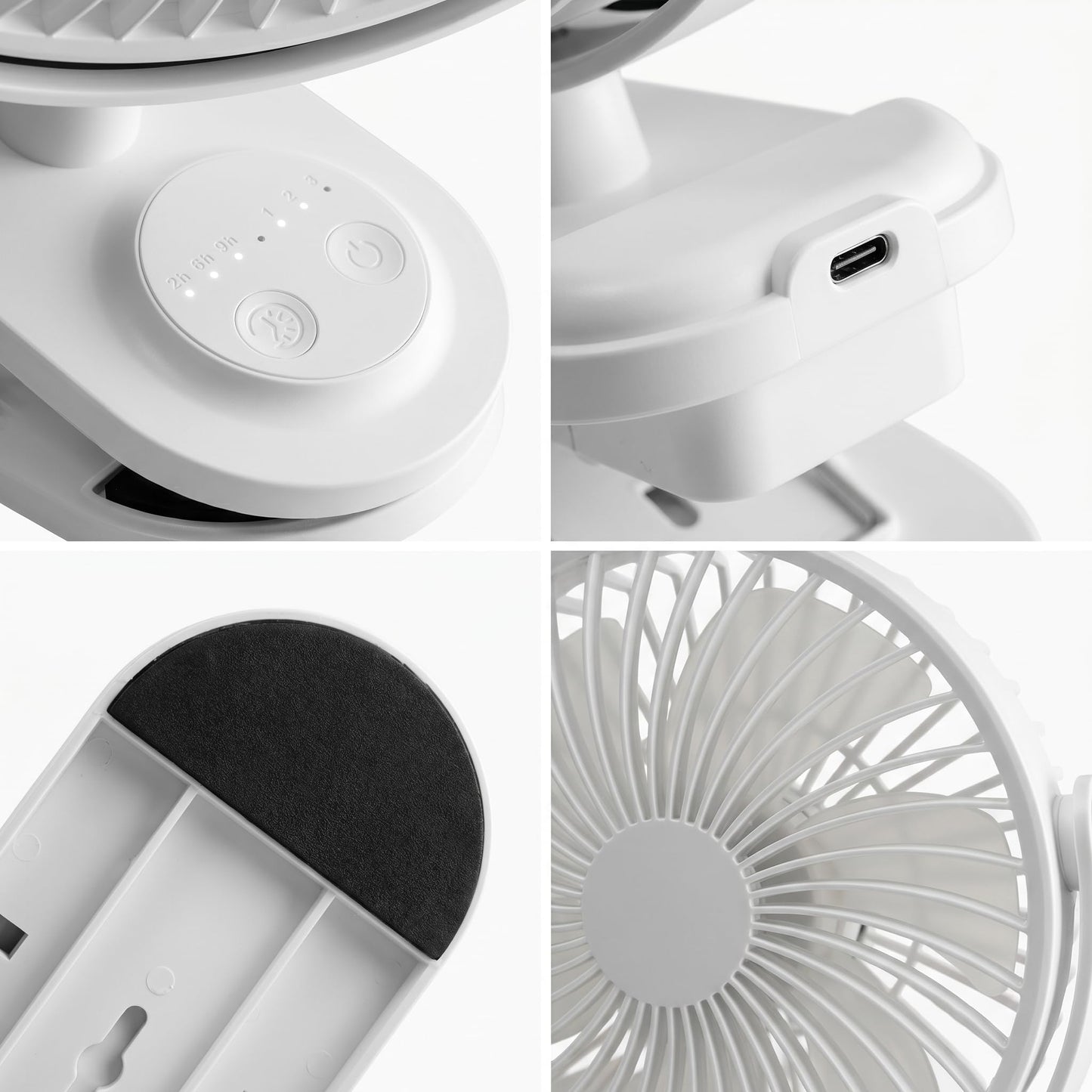 KONPWAY 6 Inch Compact Clip On Personal Fan for Outdoor, Car Seat, Gym & Bedroom, White