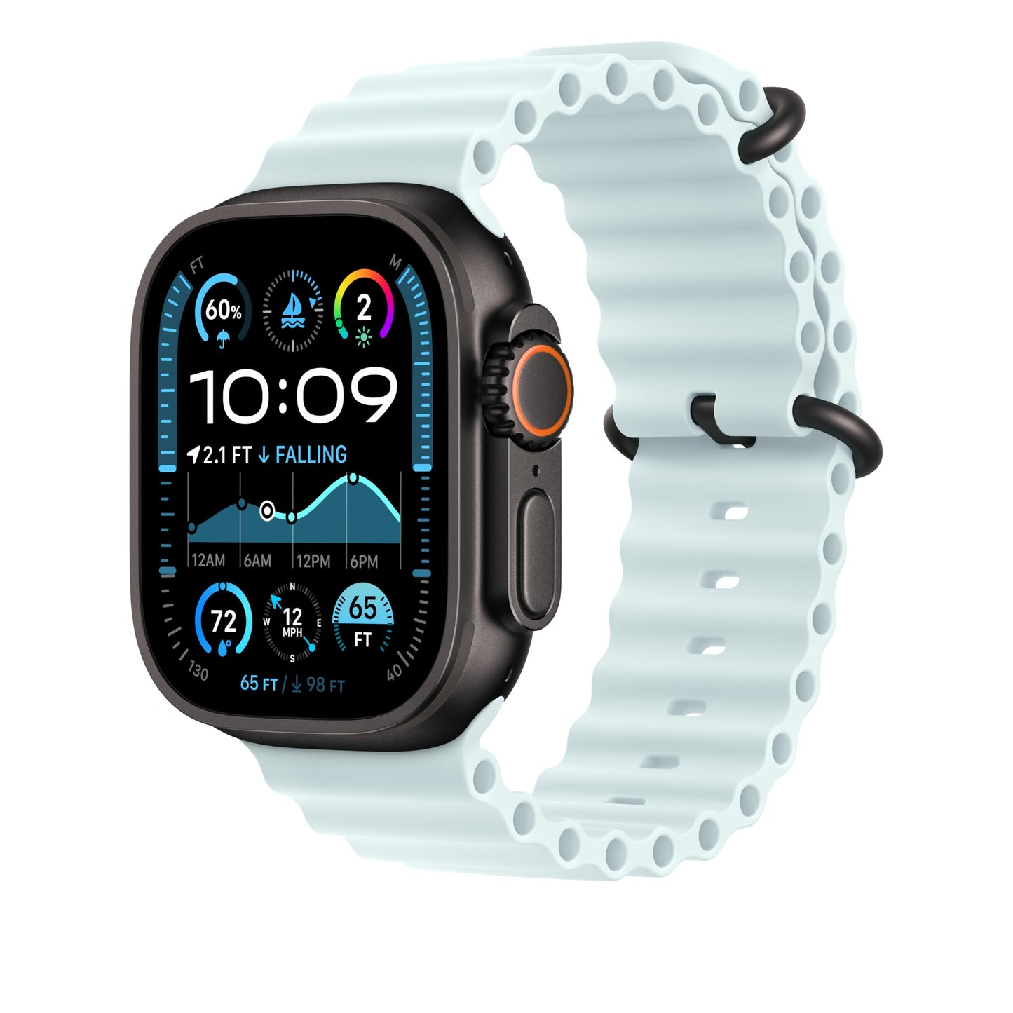 Apple Watch Band - Ocean Band Extension (49mm) - Ice Blue with Black Titanium Finish - Extension