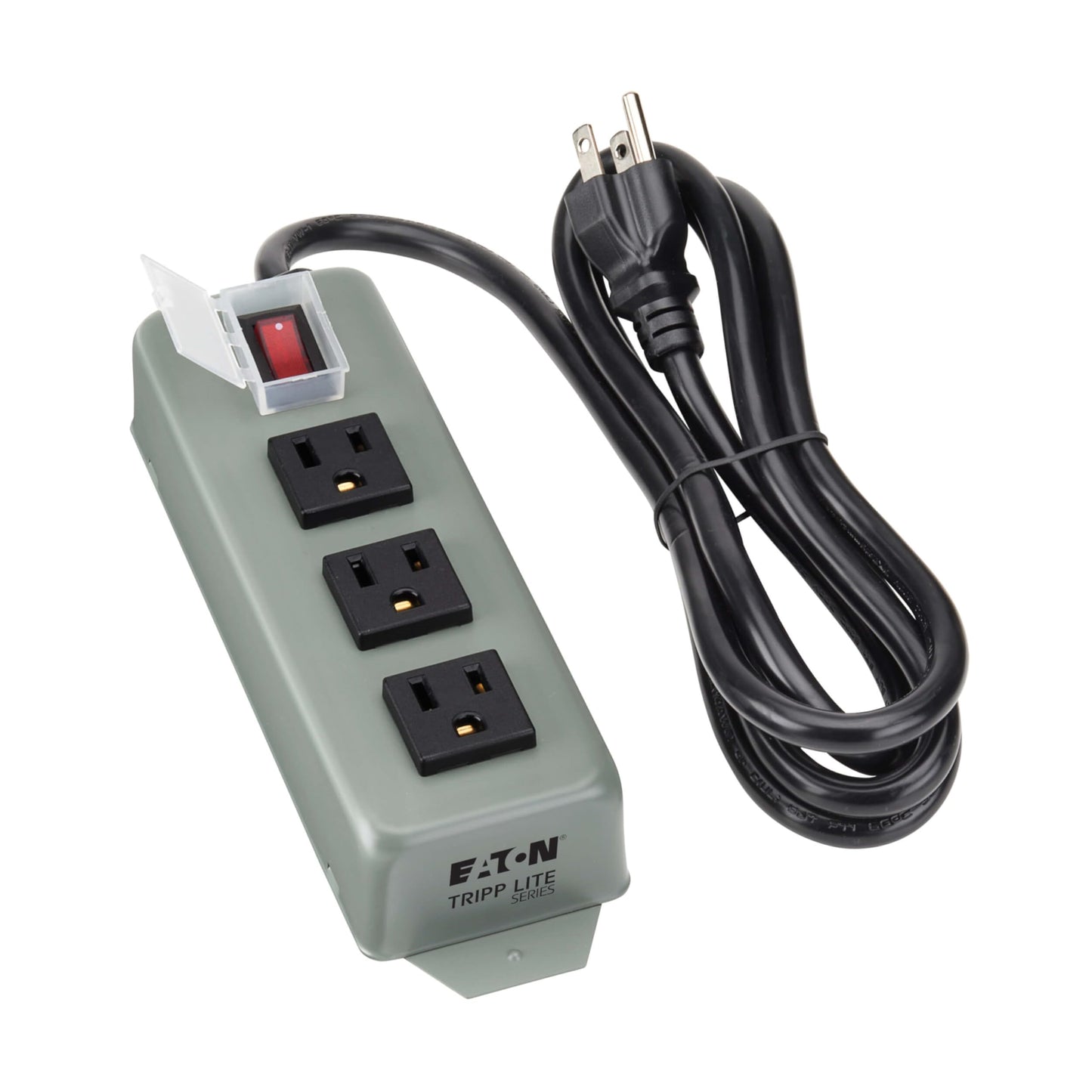 Eaton Tripp Lite Series 3-Outlet Heavy Duty Power Strip, Metal, Mountable (Wall Mount & Under Desk), 6ft Extension Cord, On/Off Switch Cover