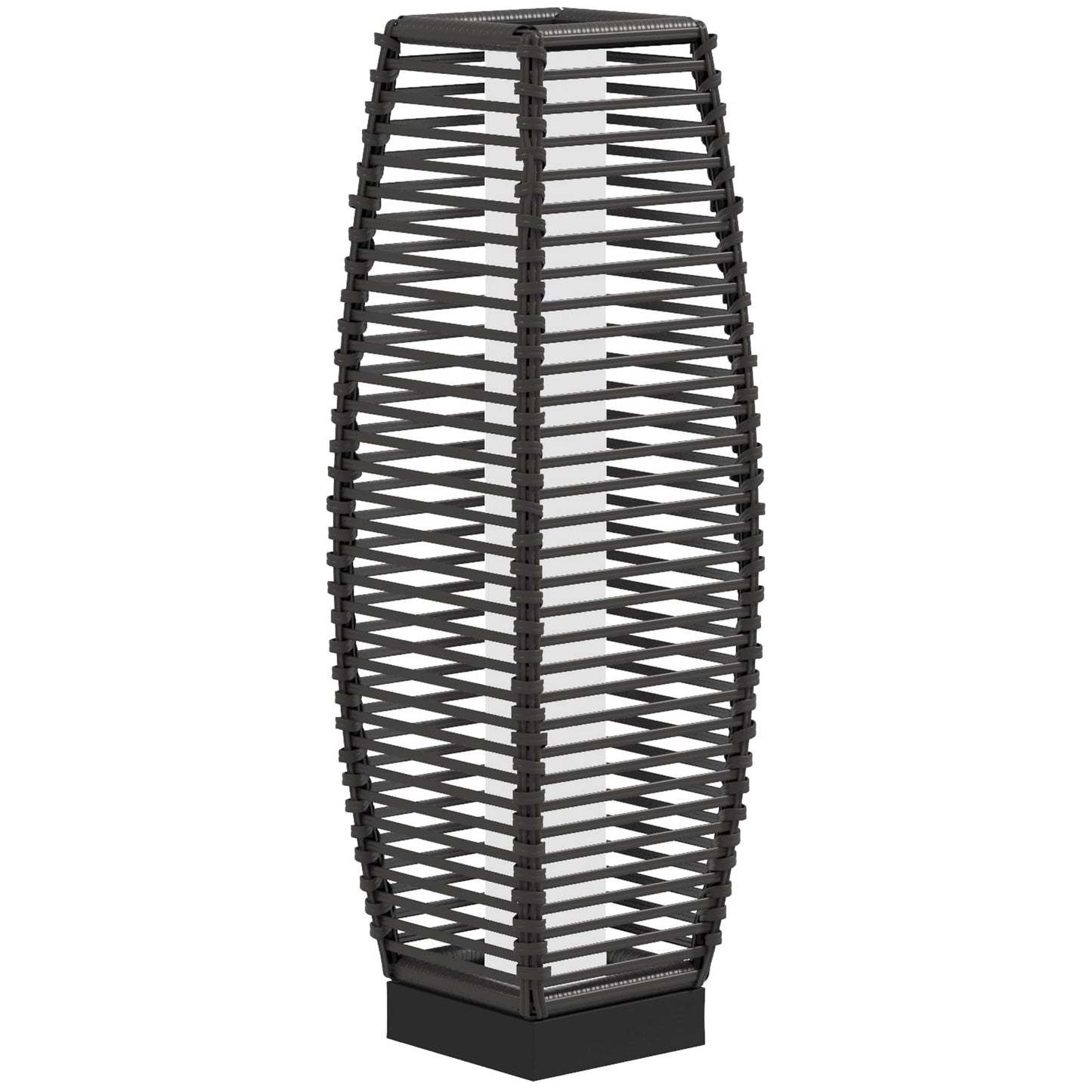 Outsunny Solar Floor Lamp, Outdoor Rattan Garden Lantern Pathway Light & Decorative Driveway Lighting with Auto On/Off LED Lights for Porch, Yard