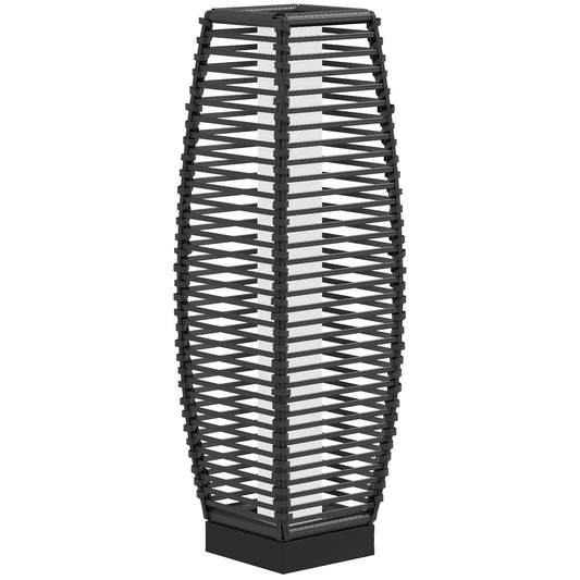 Outsunny Solar Floor Lamp, Outdoor Rattan Garden Lantern Pathway Light & Decorative Driveway Lighting with Auto On/Off LED Lights for Porch, Yard