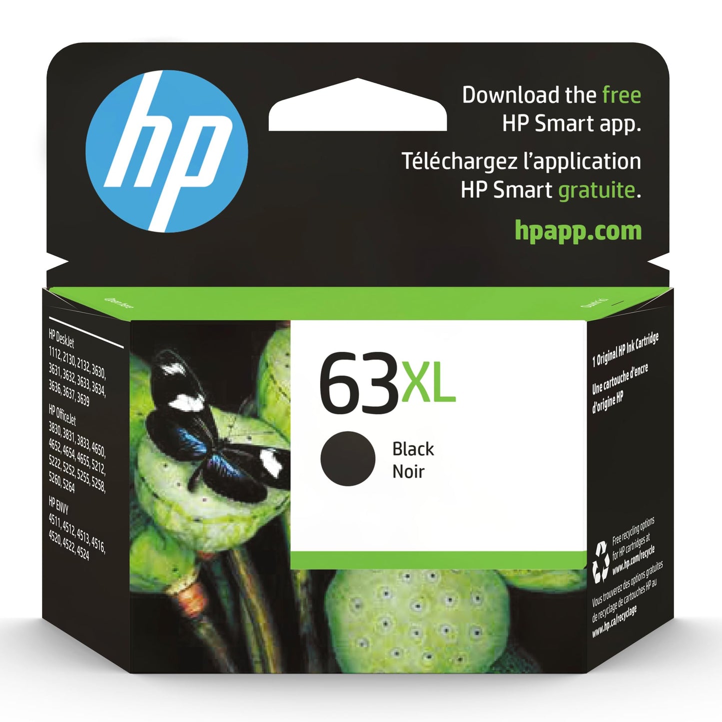 HP 63XL Black High-Yield Printer Ink Cartridge Printers | Works with DeskJet 1112, 2130, 3630;Envy 4510, 4520; OfficeJet 3830, 4650, 5200 | Eligible