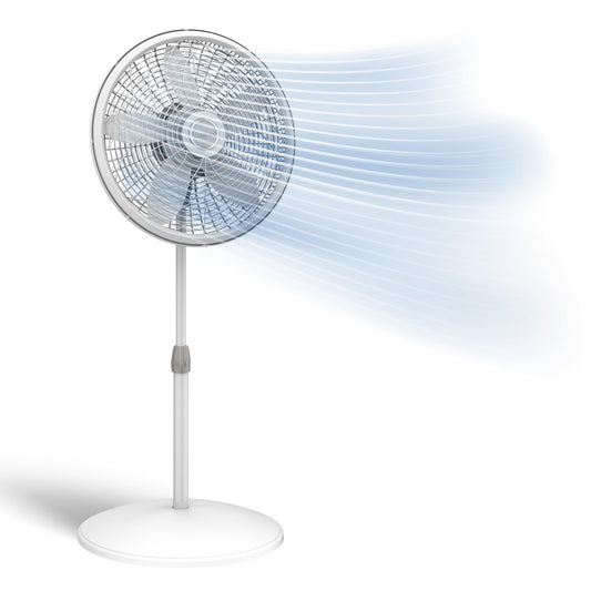 Lasko Oscillating Pedestal Fan - Lasko Fan with Adjustable Height and 3 Cooling Speeds, Portable, 18", White, 1820