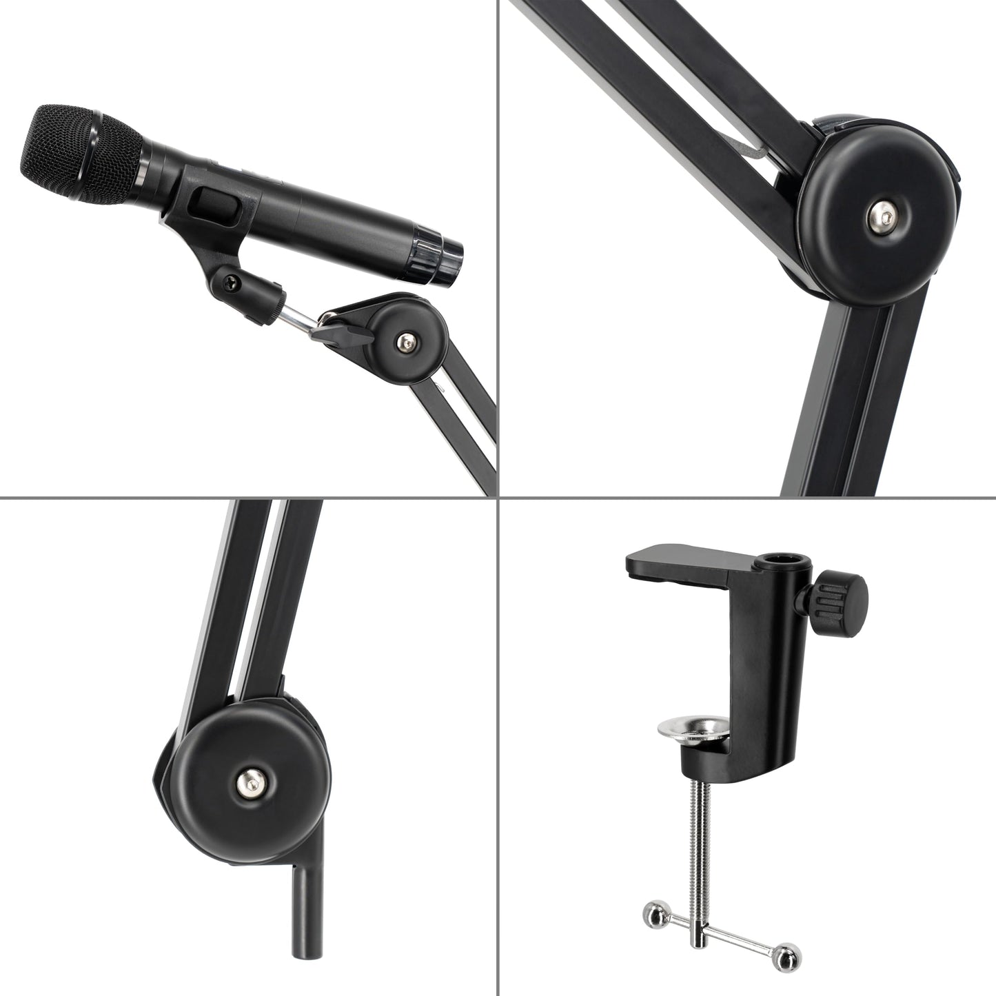 Clef Audio Labs Heavy Duty Adjustable Microphone Arm Stand - Professional Suspension Scissor Spring Boom with Universal Mic Clip and Sturdy Desk Clamp