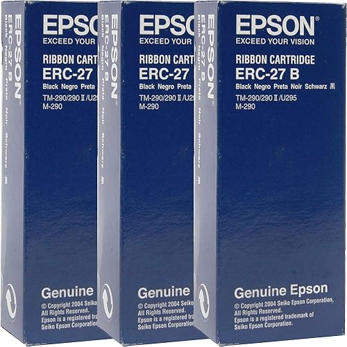 Genuine Epson ERC-27B-3 Black Ribbon Cartridge for POS Printers: TM-290/TM-U295 M-290 - Lot of 3