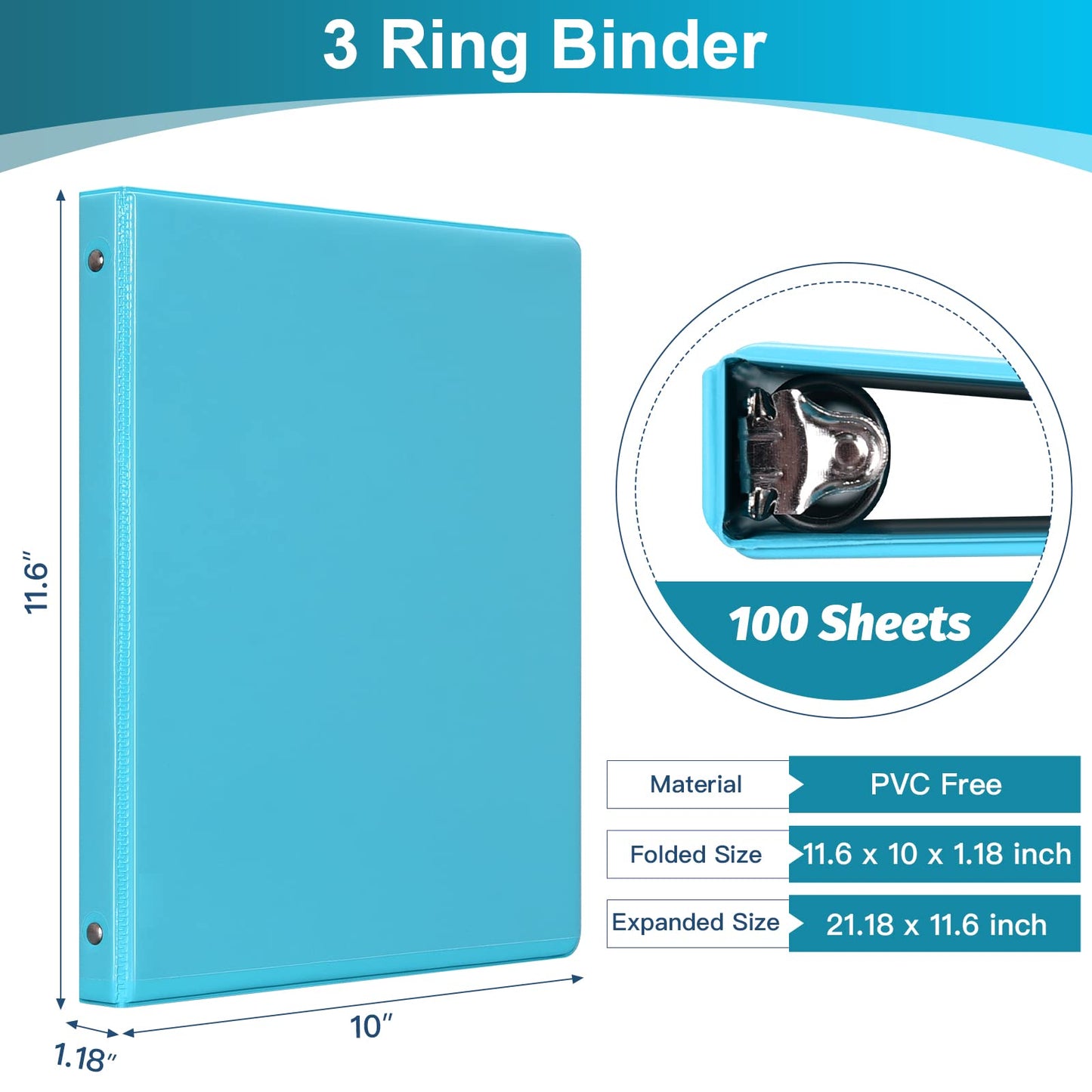 0.5-inch 3-Ring Binder with 2 Interior Pockets, 0.5'' Basic Binders Holds US Letter Size 8.5'' x 11''for Office/Home/Back to School, 6 Pack (Assorted
