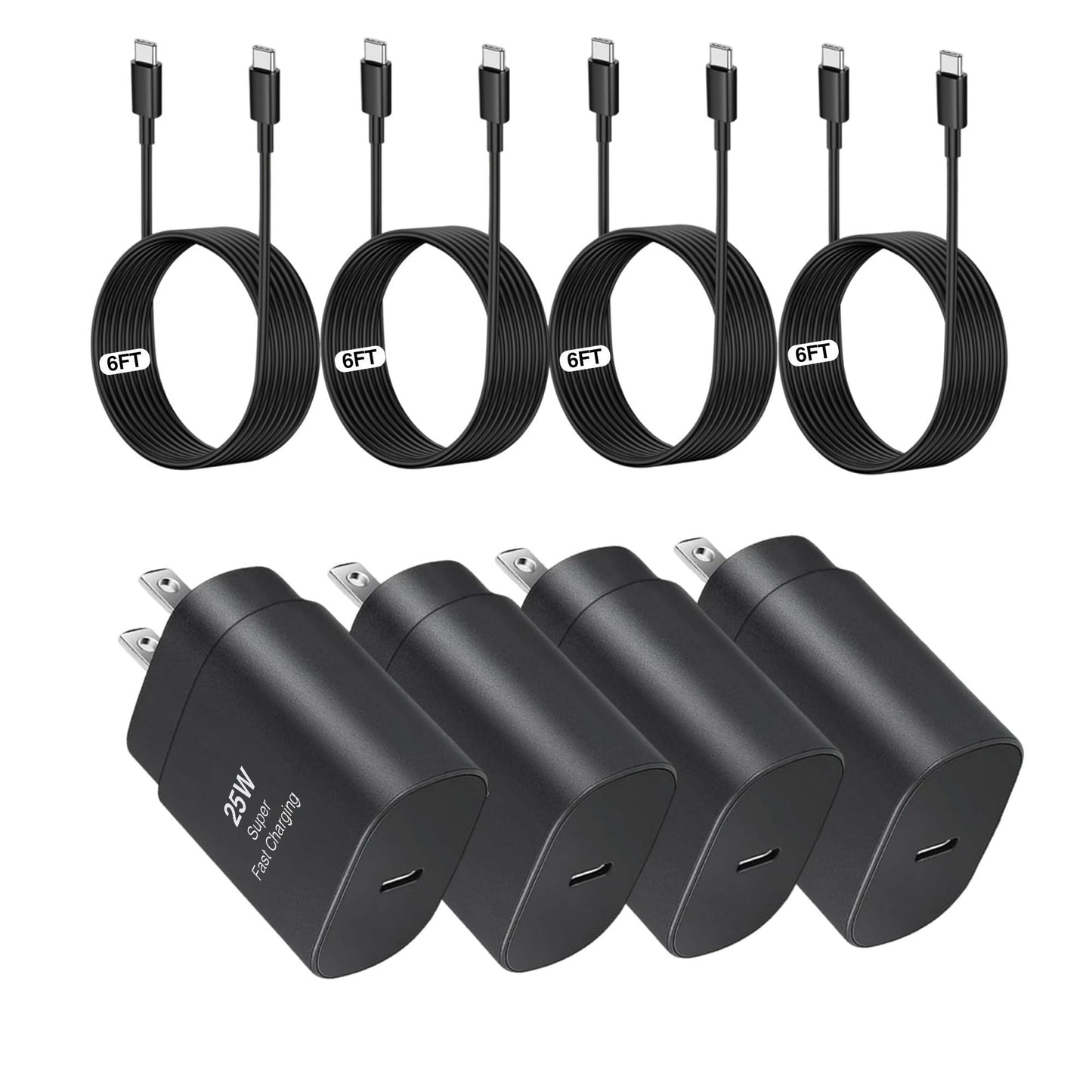 25W Type C Charger?4 Pack Fast Charging USB C Chargers Block Fast Wall Chargers for Samsung Galaxy S25/S24/S23 S22/S21Ultra/S20/S20 Ultra/Note 20