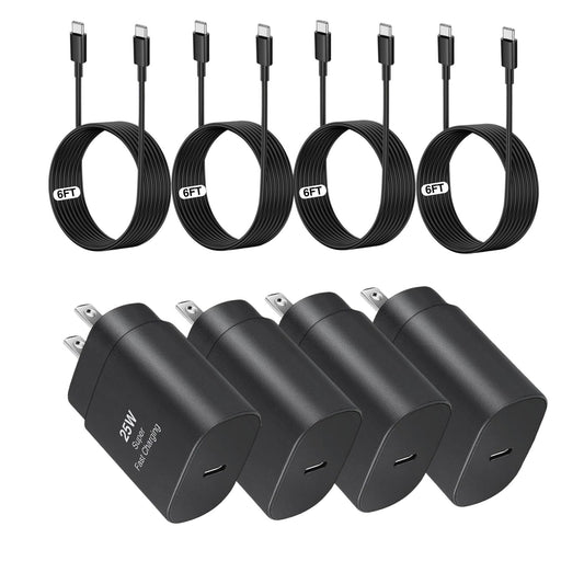 25W Type C Charger?4 Pack Fast Charging USB C Chargers Block Fast Wall Chargers for Samsung Galaxy S25/S24/S23 S22/S21Ultra/S20/S20 Ultra/Note 20