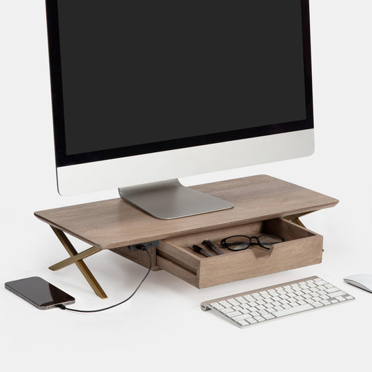 Anji Mountain Monitor Stand - Desktop Organizer & Laptop Riser, Ergonomic Monitor Riser, Space-Saving Monitor Stand for Desk, Durable Construction