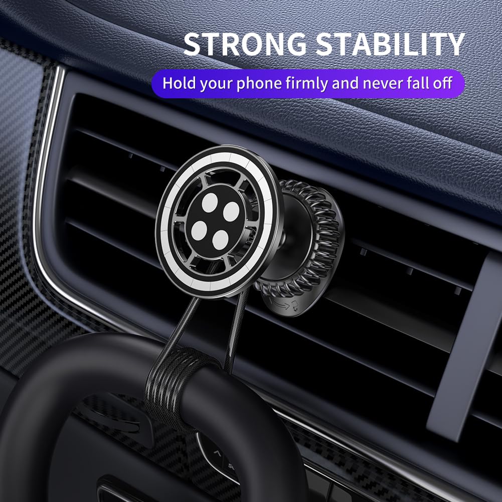 Micool Magnetic Car Phone Holder, Air Vent Mount with 21 N55 Magnets & Nano Gel, 360° Rotatable Ultra-Strong Holder for All Phones, Compatible