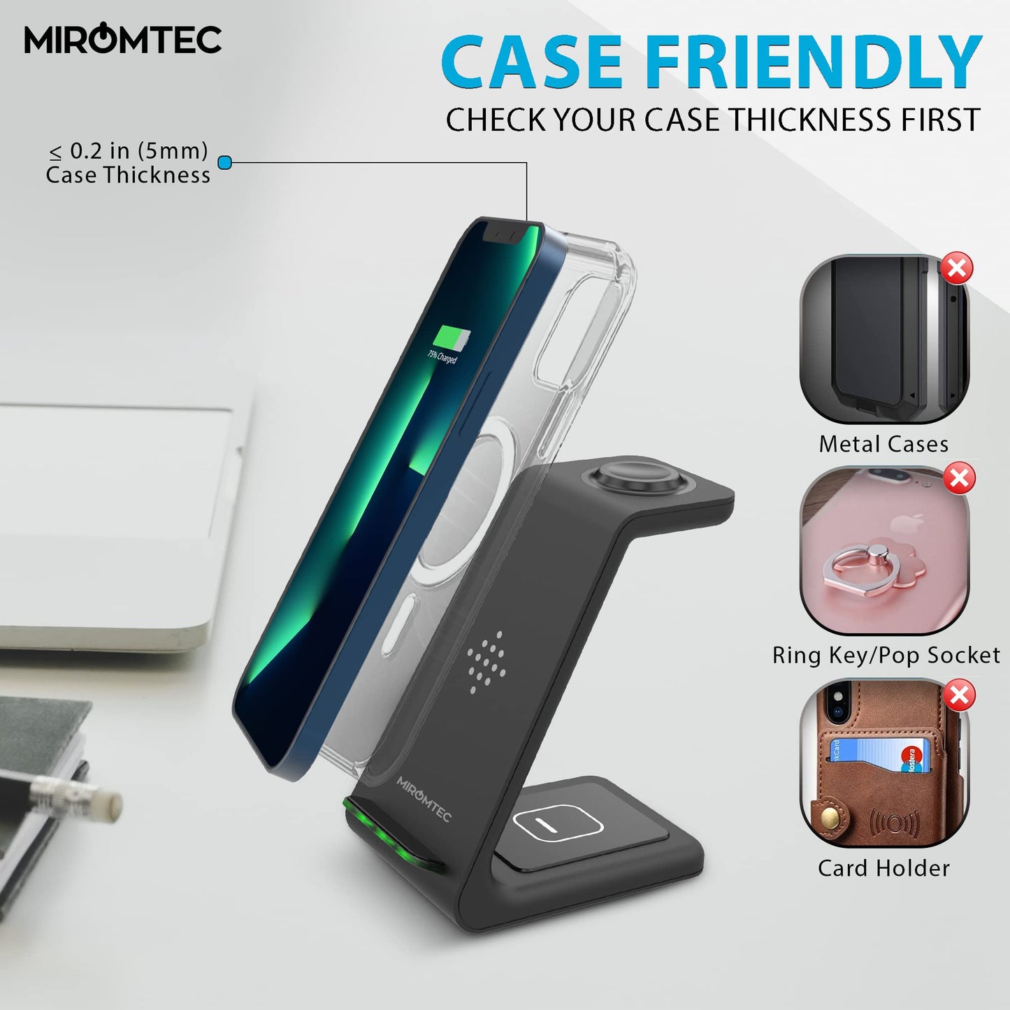 Charging Station for Multiple Devices,3 in 1 Fast Charging Dock for iPhone Series 14/13/12/11/X/8 Plus,Airpods, Desk Wireless Charger for Apple Watch