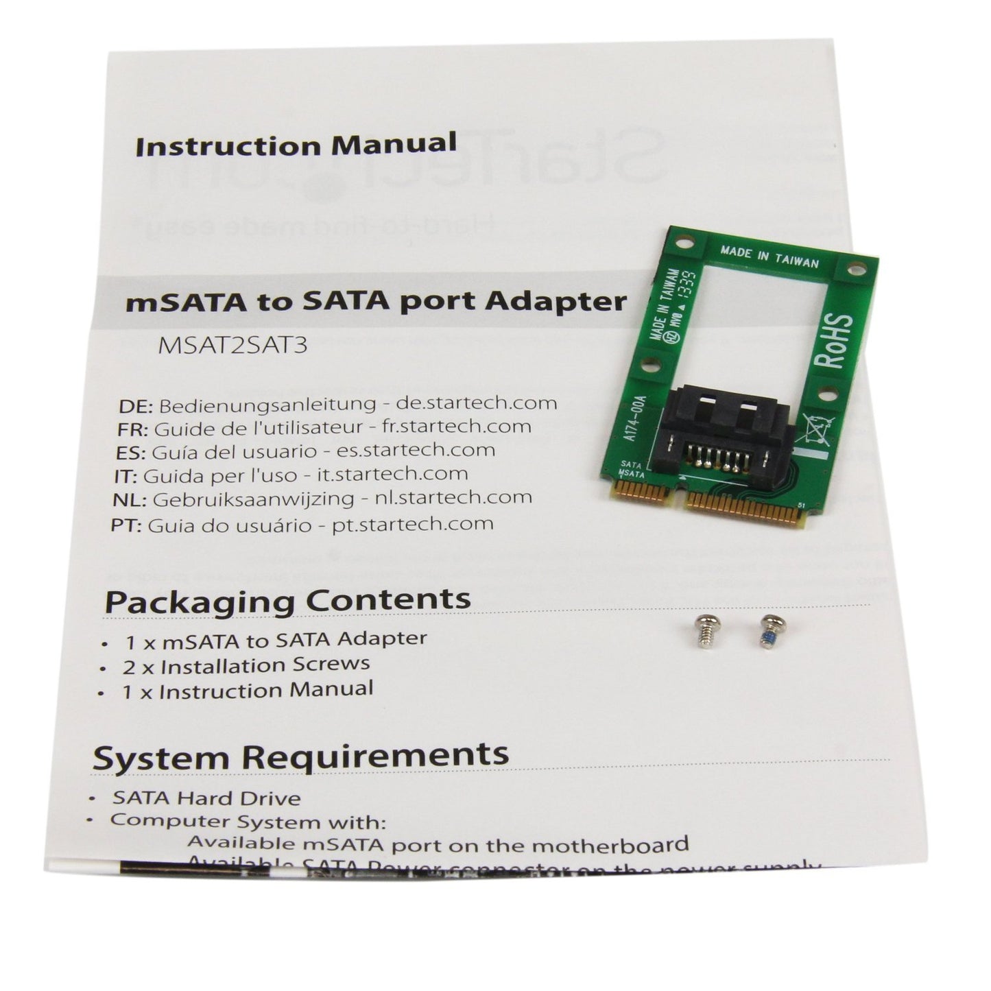 StarTech.com mSATA to SATA HDD / SSD Adapter - Mini SATA to SATA Converter Card - mSATA to SATA 2.5/3.5 Hard Drive Adapter Converter Card , TAA
