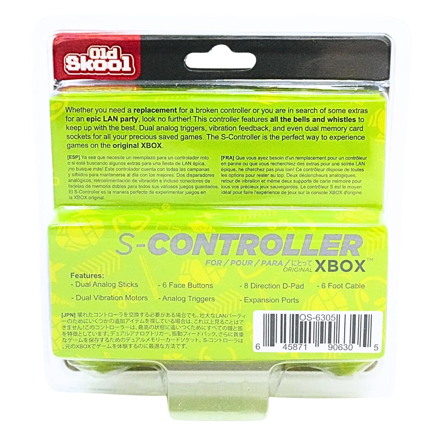Old Skool compatible with Xbox Controller S-Type Wired Game Pad - Black