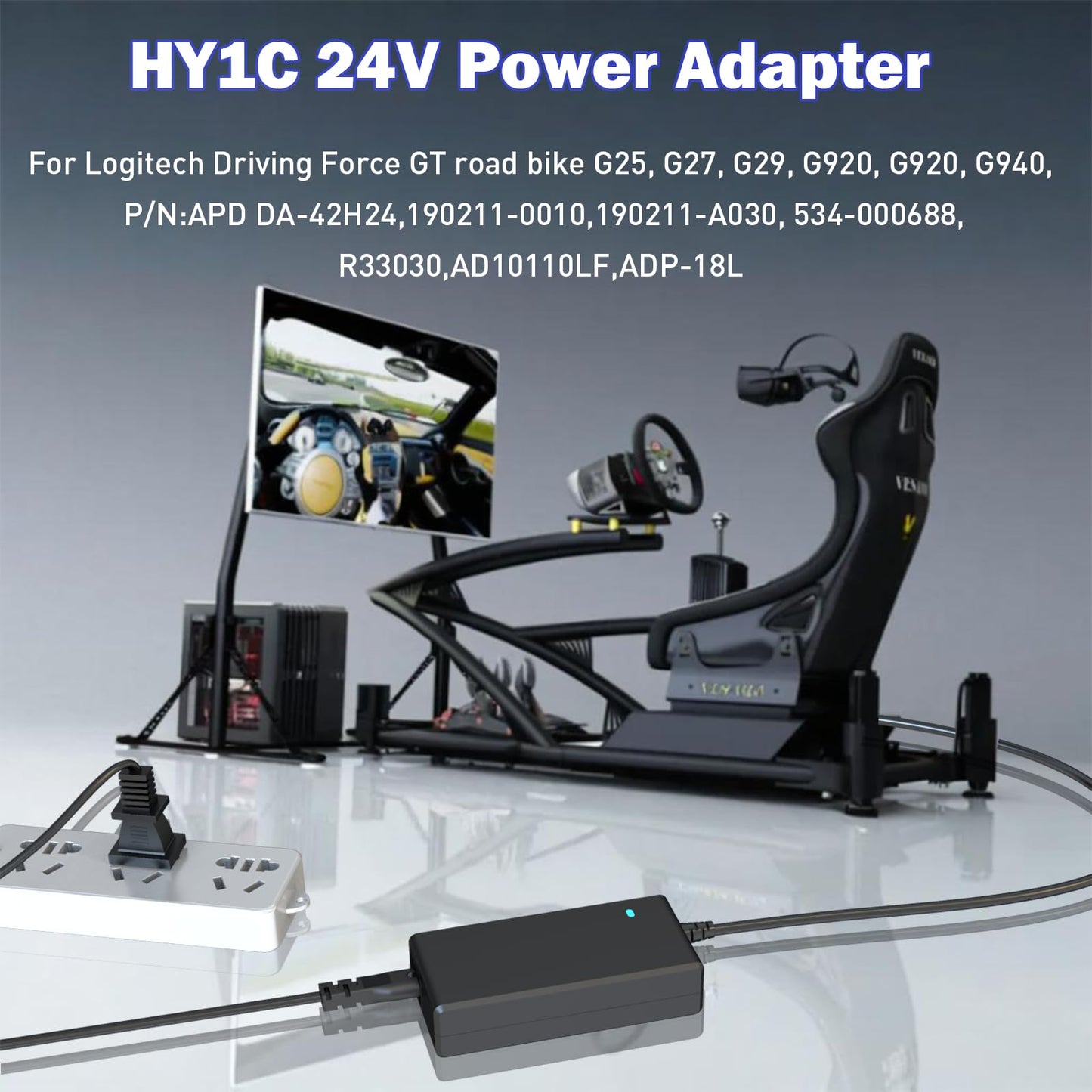 HY1C 24V Power Supply for Logitech G920 G29 G25 G27 G923 G940 Driving Force GT Racing Wheel APD…