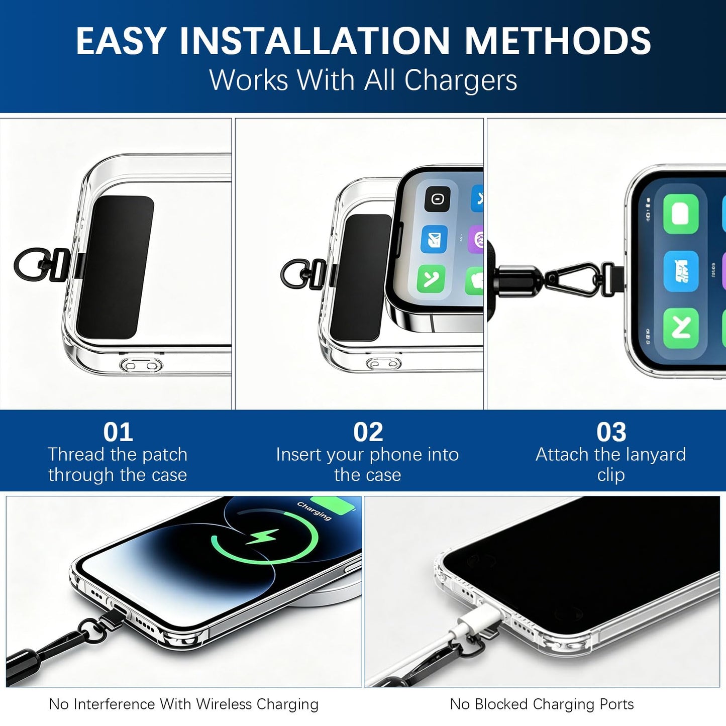 Rosmas Retractable Anti?Loss Phone Tether with Locking Metal Clip, Heavy Duty Steel Cable, Secure Phone Lanyard,Metal 360° Tether Tab for Daily Carry