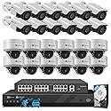 4COVR 4K PoE 32 Channel Security Camera System, 12 Dome IK10 Vandal-Proof 12 Bullet 8MP Commercial IP Camera IP67 Night Vision, AI Human/Vehicle
