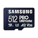 Samsung PRO Ultimate microSD Memory Card + Adapter, 512GB microSDXC, Up to 200 MB/s, 4K UHD, UHS-I, Class 10, U3,V30, A2 for GoPRO Action Cam, DJI