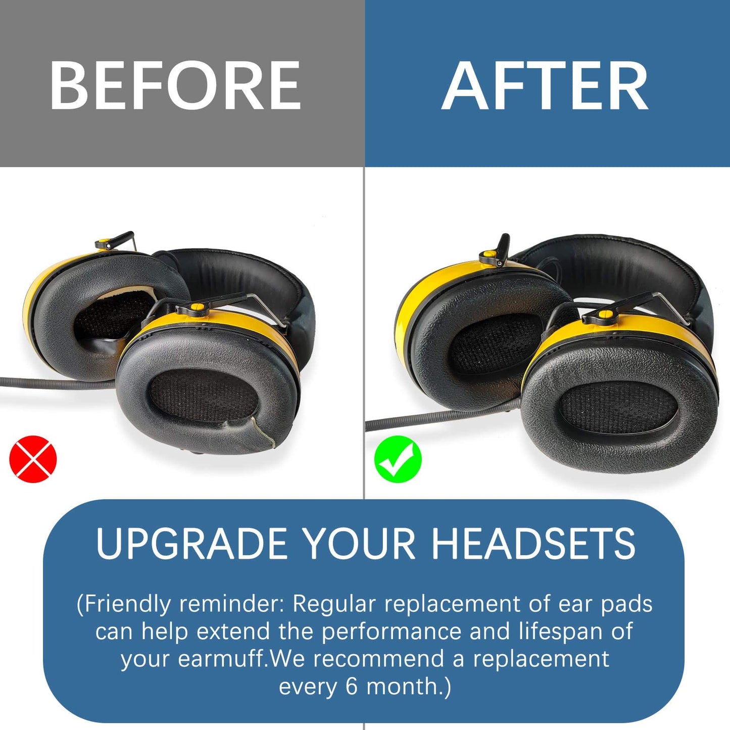 PROHEAR FEP01 Replacement Foam Ear Pads (Upgraded) for 3M WorkTunes Connect(90543, 90544, 90542, 90541,90507), ZOHAN EM042 Radio Headphone