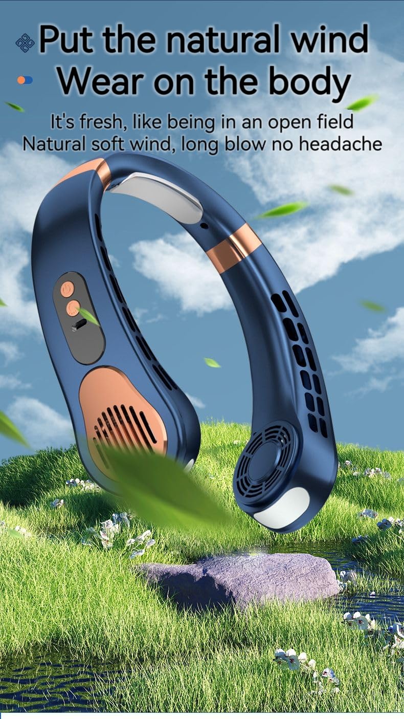 IXI MEGA Summer outdoor travel - no fan hanging neck fan, portable air conditioning, ice tiles 3 seconds cooling 68°F, USB rechargeable ice cool
