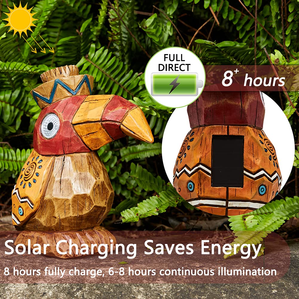 Yiosax Solar Tiki Statue-WoodWoodpecker Bird-Garden Hawaiian - Solar Outdoor Light Garden Sculptures & Statues Totem Pole Bar Outdoor Patio Pool Yard