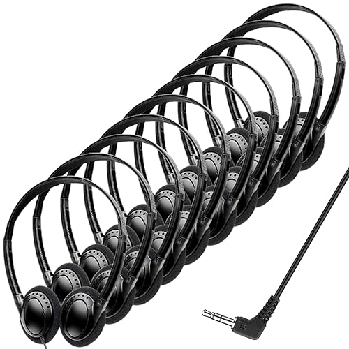 Wensdo Bulk Headphones Earphones 10 Pack for School Classroom, Wholesale Class Set Wired Headphones with 3.5 mm Jack for Kids Students Children