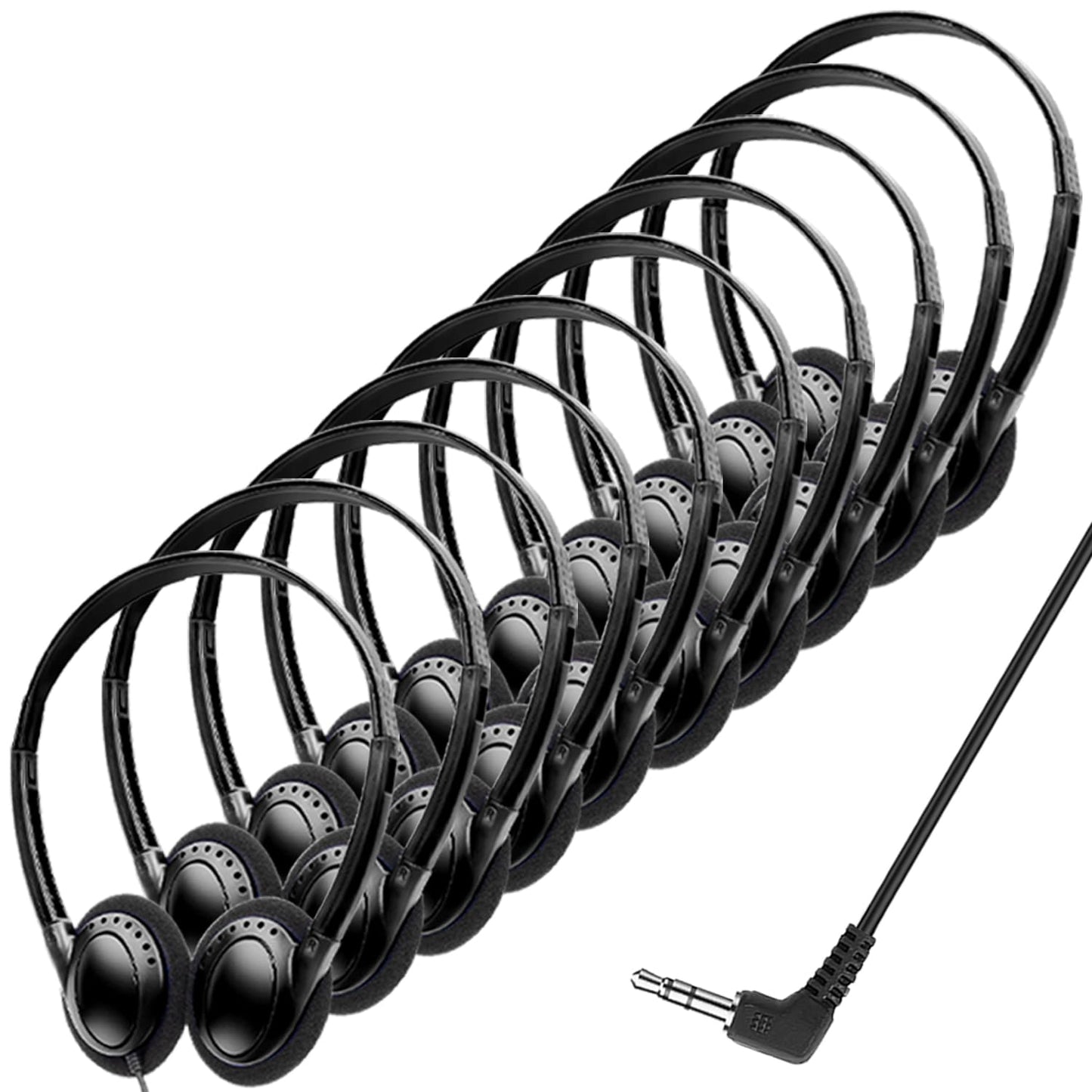 Wensdo Bulk Headphones Earphones 10 Pack for School Classroom, Wholesale Class Set Wired Headphones with 3.5 mm Jack for Kids Students Children