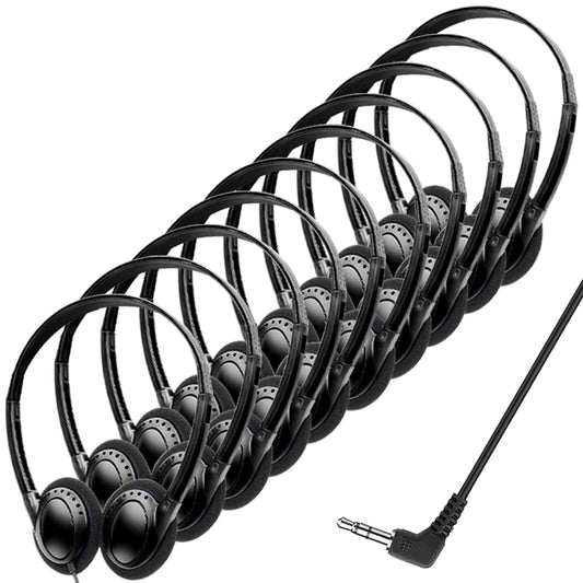 Wensdo Bulk Headphones Earphones 10 Pack for School Classroom, Wholesale Class Set Wired Headphones with 3.5 mm Jack for Kids Students Children