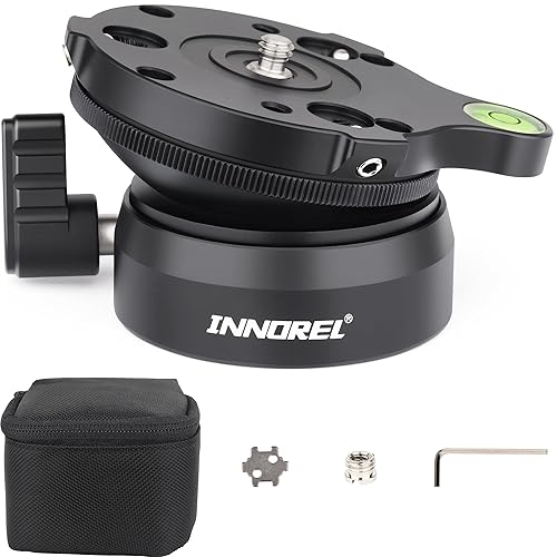 INNOREL Tripod Leveling Base, LB60 Leveling Base Half Ball with Offset Bubble Level and Bubble Level Bag for Canon, Nikon and Other DSLR Cameras