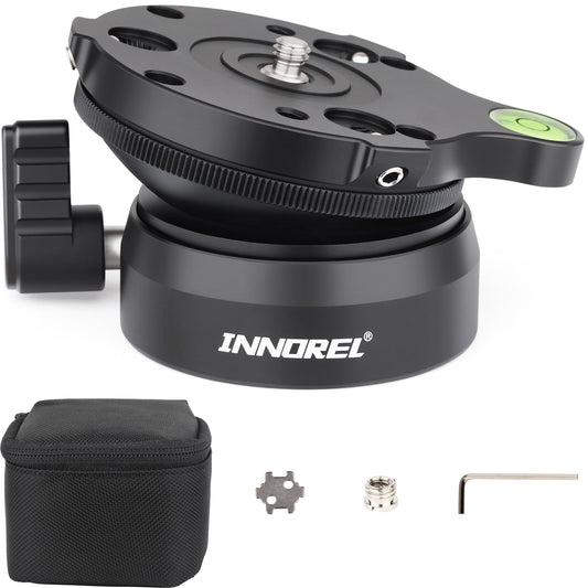 INNOREL Tripod Leveling Base, LB60 Leveling Base Half Ball with Offset Bubble Level and Bubble Level Bag for Canon, Nikon and Other DSLR Cameras