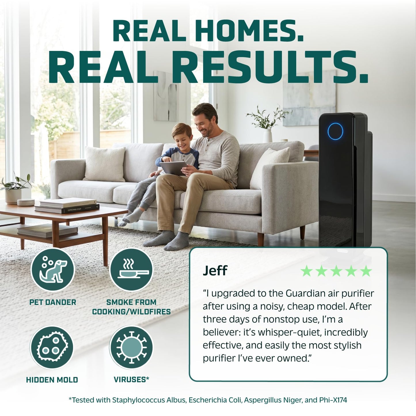 GermGuardian HEPA Air Purifier with UV-C Light - Large Room Air Purifier for Bedroom and Home - Filters Pet Dander, Dust, Pollen, Smoke, Scents