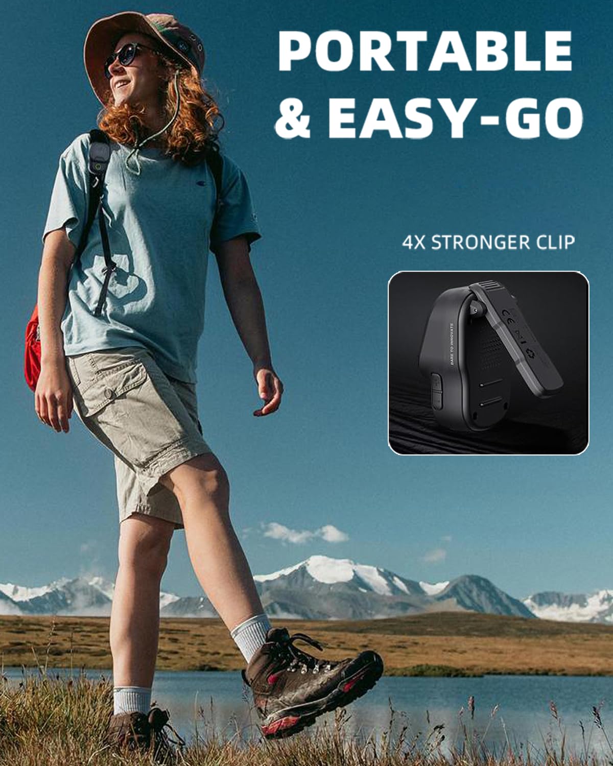GOTOOLZ Wearable Bluetooth Speaker, Bluetooth 5.4 Clip On Wireless Speaker with Mic, TWS Function, 12Hrs Playtime, IPX7 Waterproof, Mini Portable