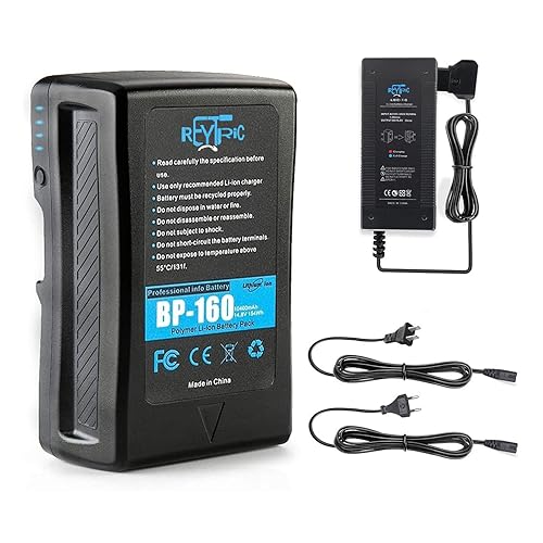 REYTRIC 154Wh(10400mAh) V Mount/V-Lock Battery with D-tap Output Charger and D-Tap Cable Compatible Video Camera Camcorder Broadcast LED Light
