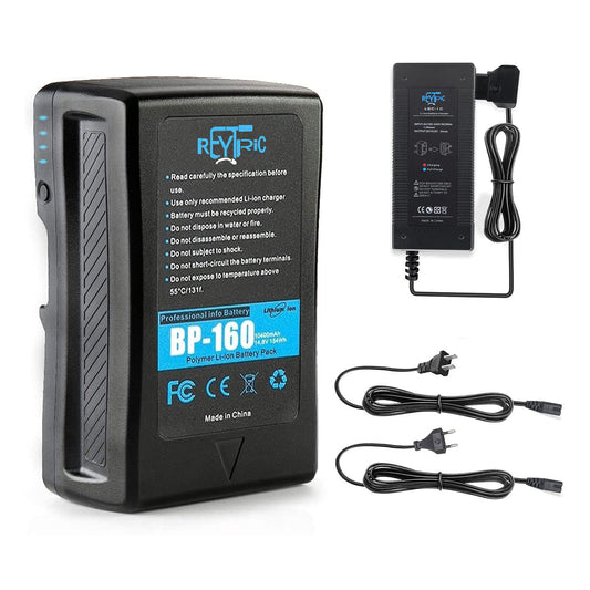 REYTRIC 154Wh(10400mAh) V Mount/V-Lock Battery with D-tap Output Charger and D-Tap Cable Compatible Video Camera Camcorder Broadcast LED Light