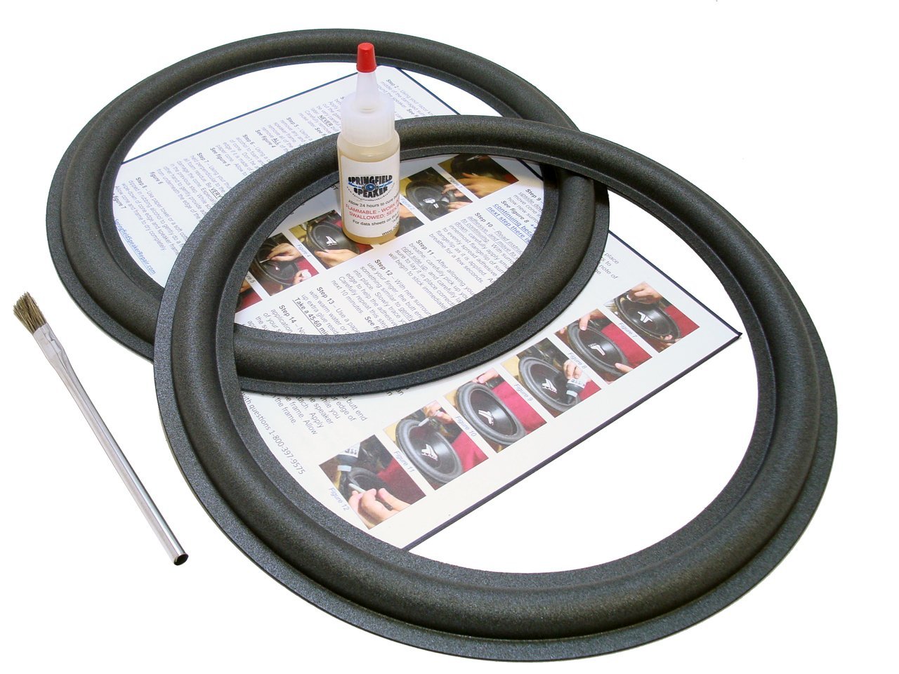 Springfield Speaker 12" Subwoofer Foam Surround Edge Repair Kit - 2 Speaker Kit - Only Compatible with JL Audio 12W3 and 12W3v2