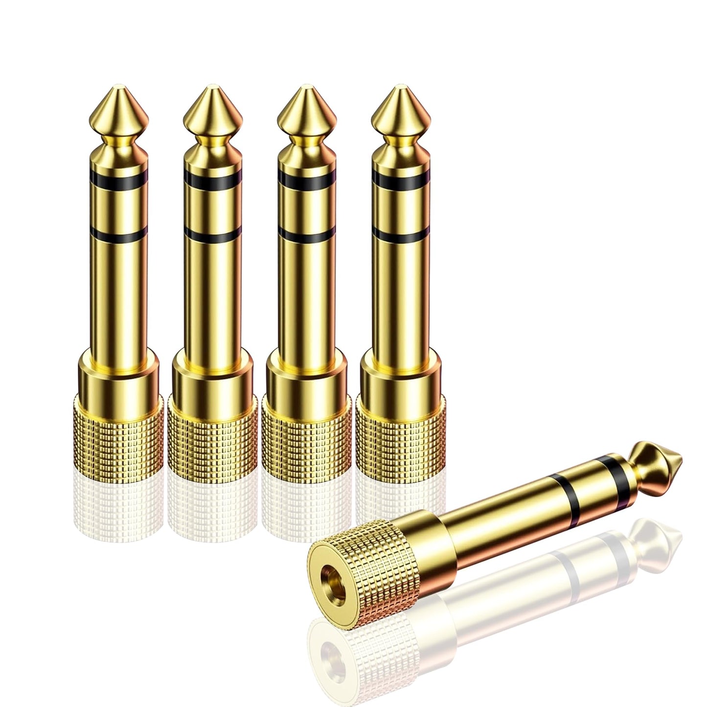HOYAWU 5-Pack 6.35mm to 3.5mm Adapter, Gold Plated 1/4 Male to 1/8 Female Headphone Adapter, Stereo Audio Jack Converter for Guitar, Amplifier
