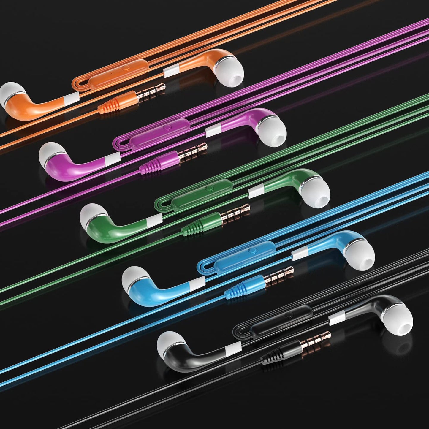 SP SOUNDPRETTY Bulk Earbuds with Microphone 10 Pack, Wired Earbuds Earphones Multicolor Headphones with mic for Kids for School for Classroom Students