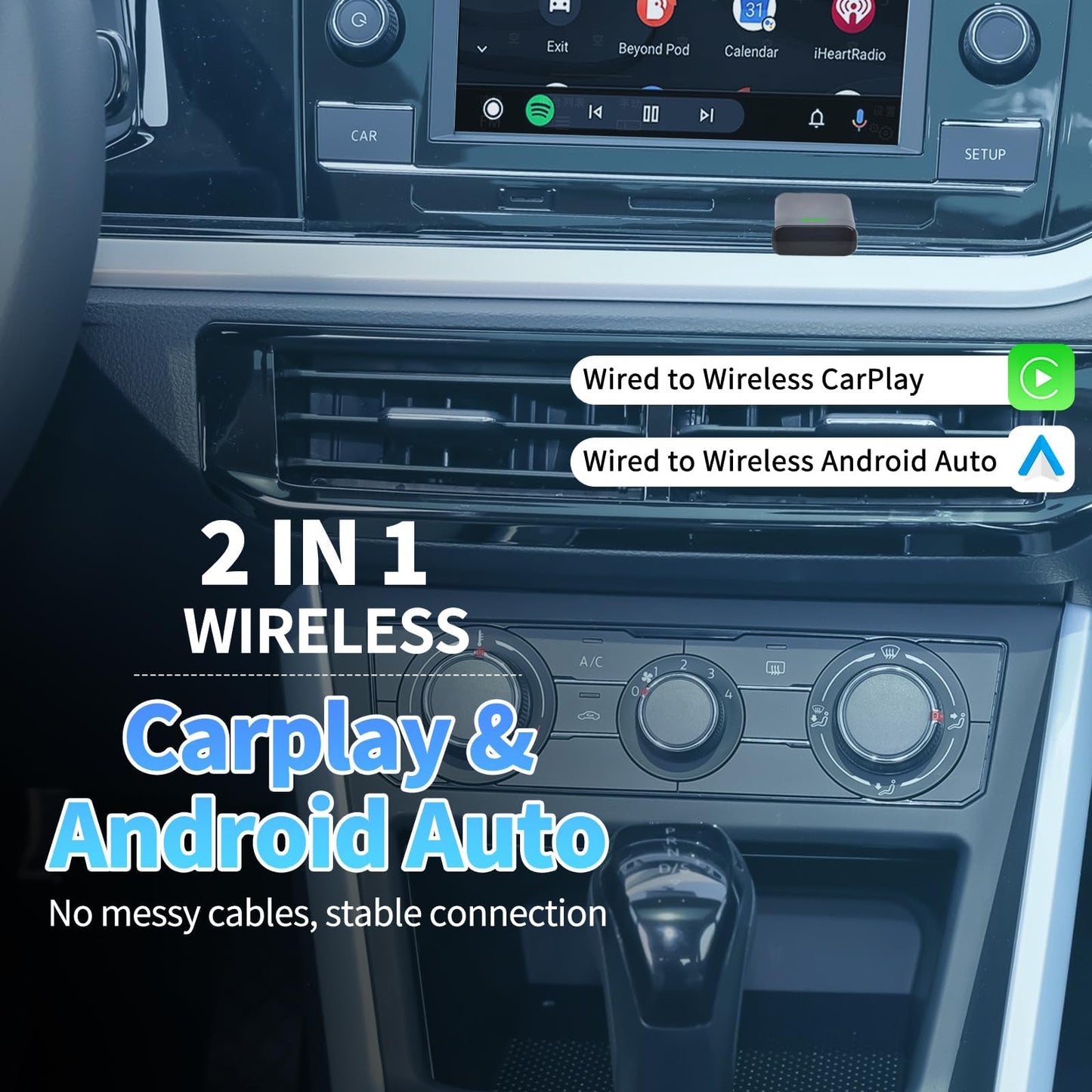 2026 Upgraded Wireless CarPlay Adapter for iPhone - Mini Wired to Wireless Dongle, Fast 5.8GHz WiFi & Bluetooth Connection, Plug & Play, Universal