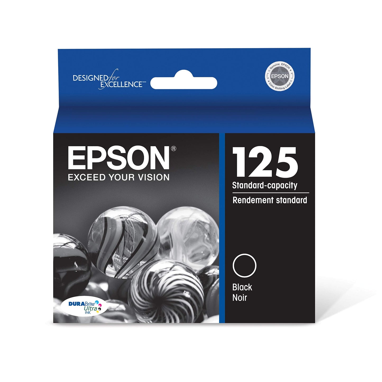 Epson 125 DURABrite Ultra Ink Standard Capacity Black Cartridge (T125120-S) Works with Stylus NX-125, 127, 130, 230, 420, 530, 625, Workforce WF-320
