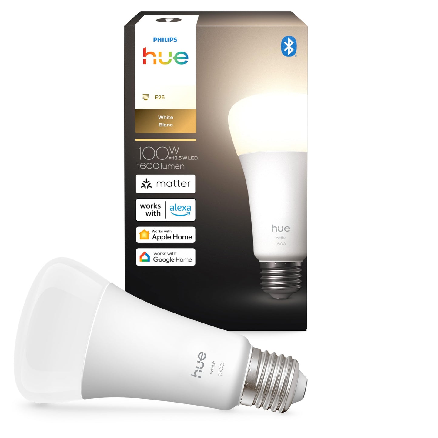 Philips Hue Smart LED A21 Bulb 1-Pack, Warm White Light 2700K, E26 Base, 13.5W, 1600 Lumens, Dimmable LED Bulbs, Works with Alexa, Google Assistant