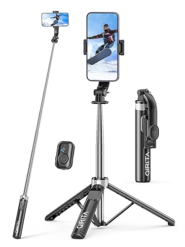 Selfie Stick & Phone Tripod, All in 1 Selfie Stick with Remote, Phone Travel Tripod Stand for Video Recording, Live Streaming, Photograph, Group