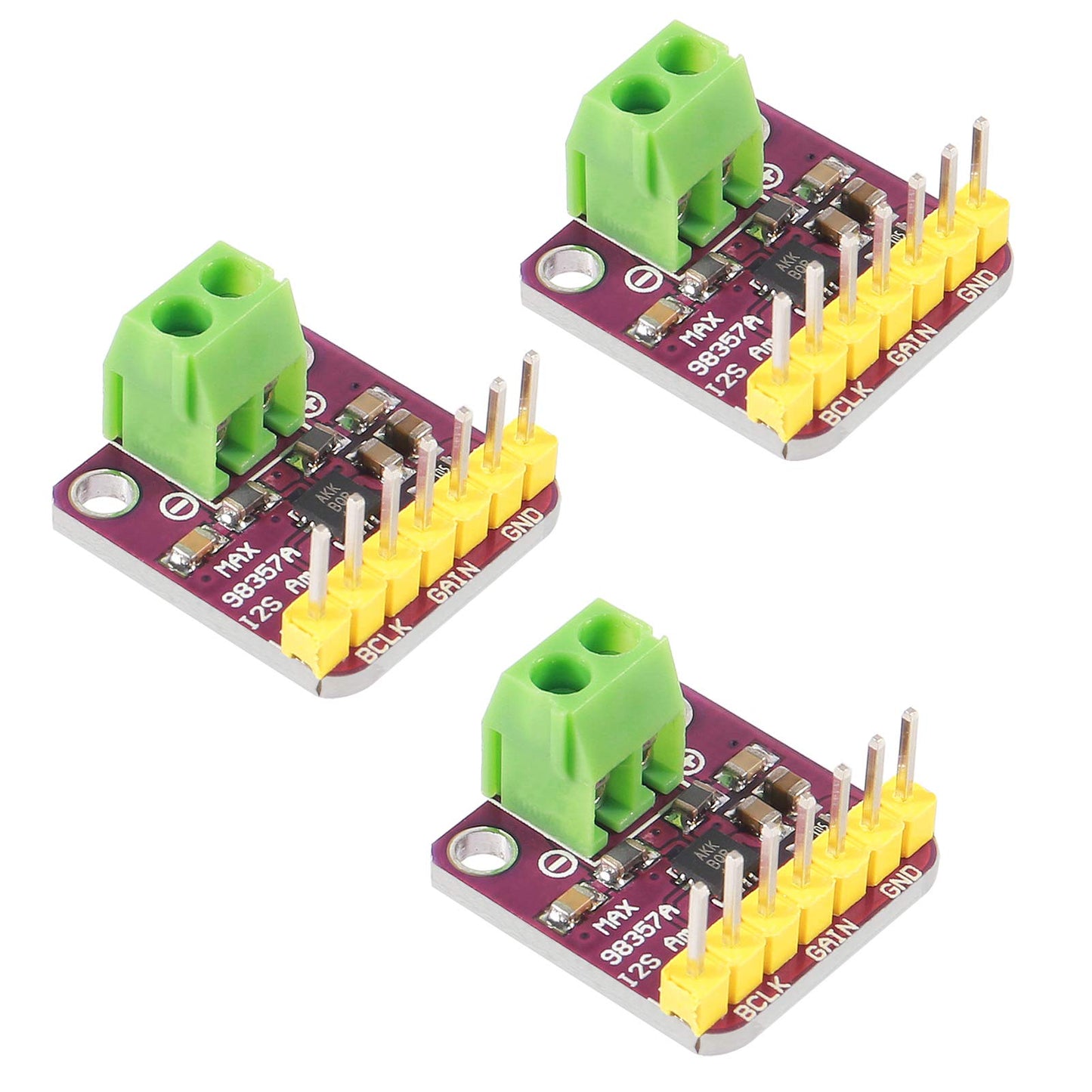 AITRIP 3 PCS MAX98357 Audio Power Amplifier Module I2S Class D Filterless Audio Amplifiers Board for Arduino, Raspberry Pi, ESP32 (No Welding)