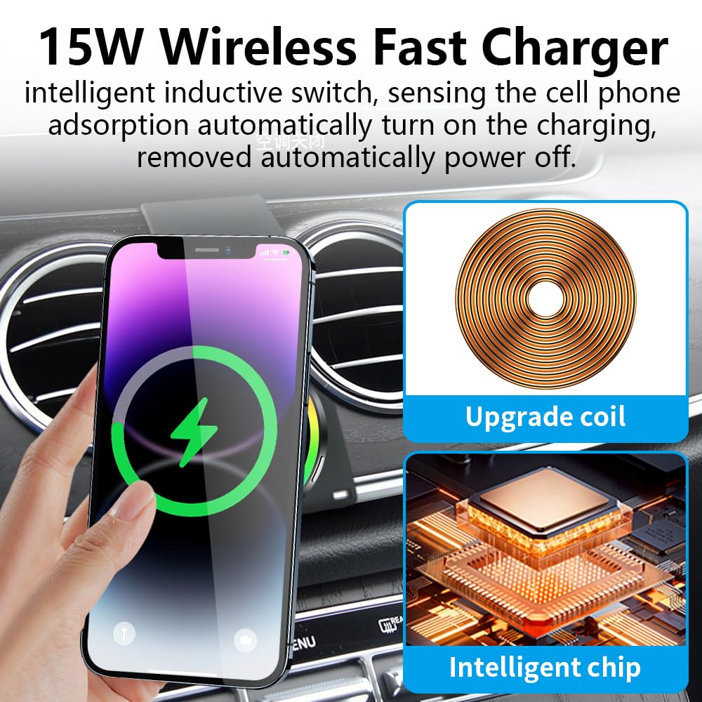 LUNQIN Car Magnetic Phone Mount for Mercedes Benz E-Class 2016-2023 and CLS Class 2018-2023 Auto Interior Accessories Best Cellphone Holder Fast 15W