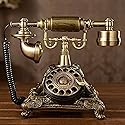 XICHEN Resin Imitation Copper Vintage Style Rotary Retro Old Fashioned Rotary Dial Home and Office Telephone