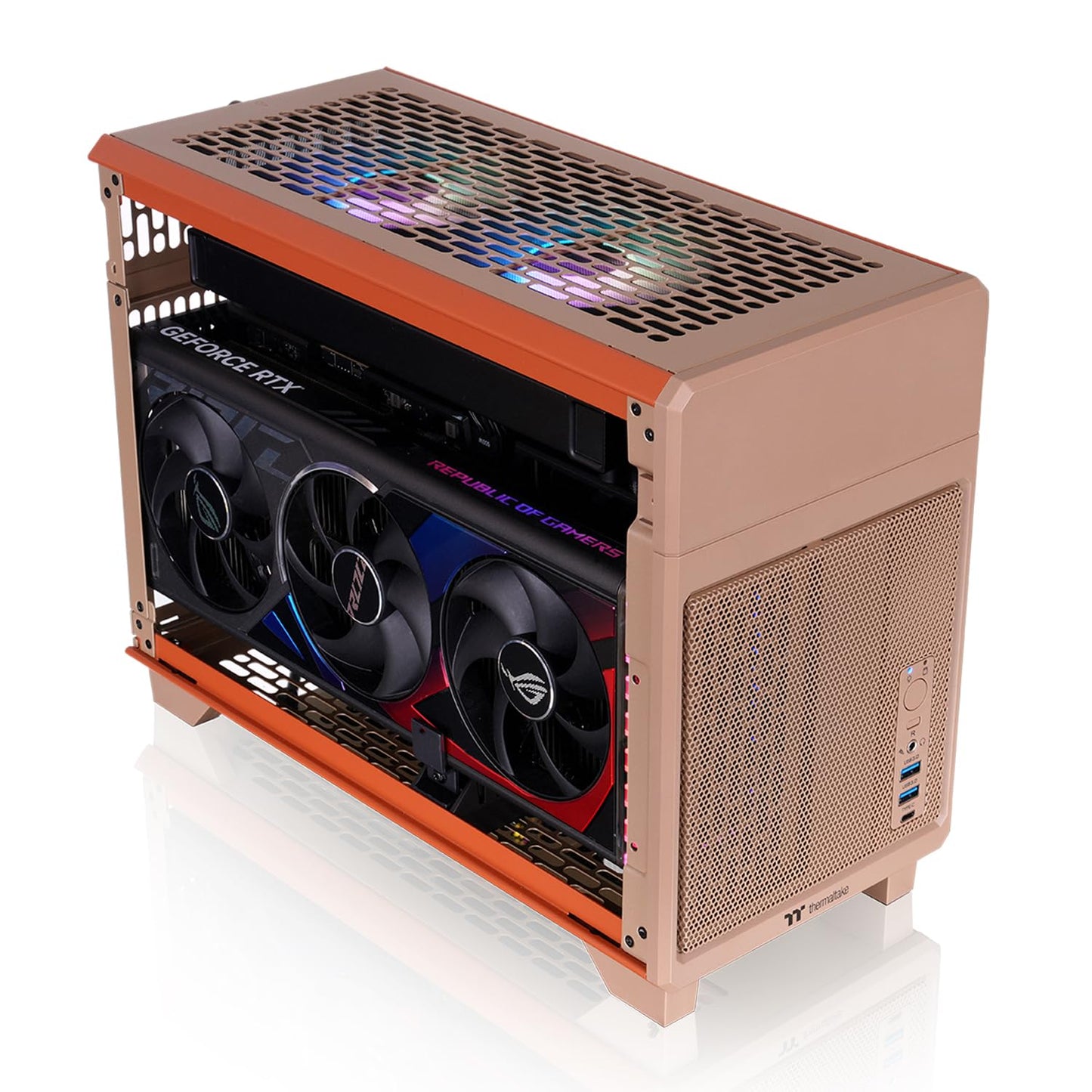 Thermaltake TR100 SFF Chassis; mITX Support; 18.9 Liters; PCIe 4.0 Riser Cable Included; 360mm GPU Clearance; 280mm Radiator Support; Removable PCIe