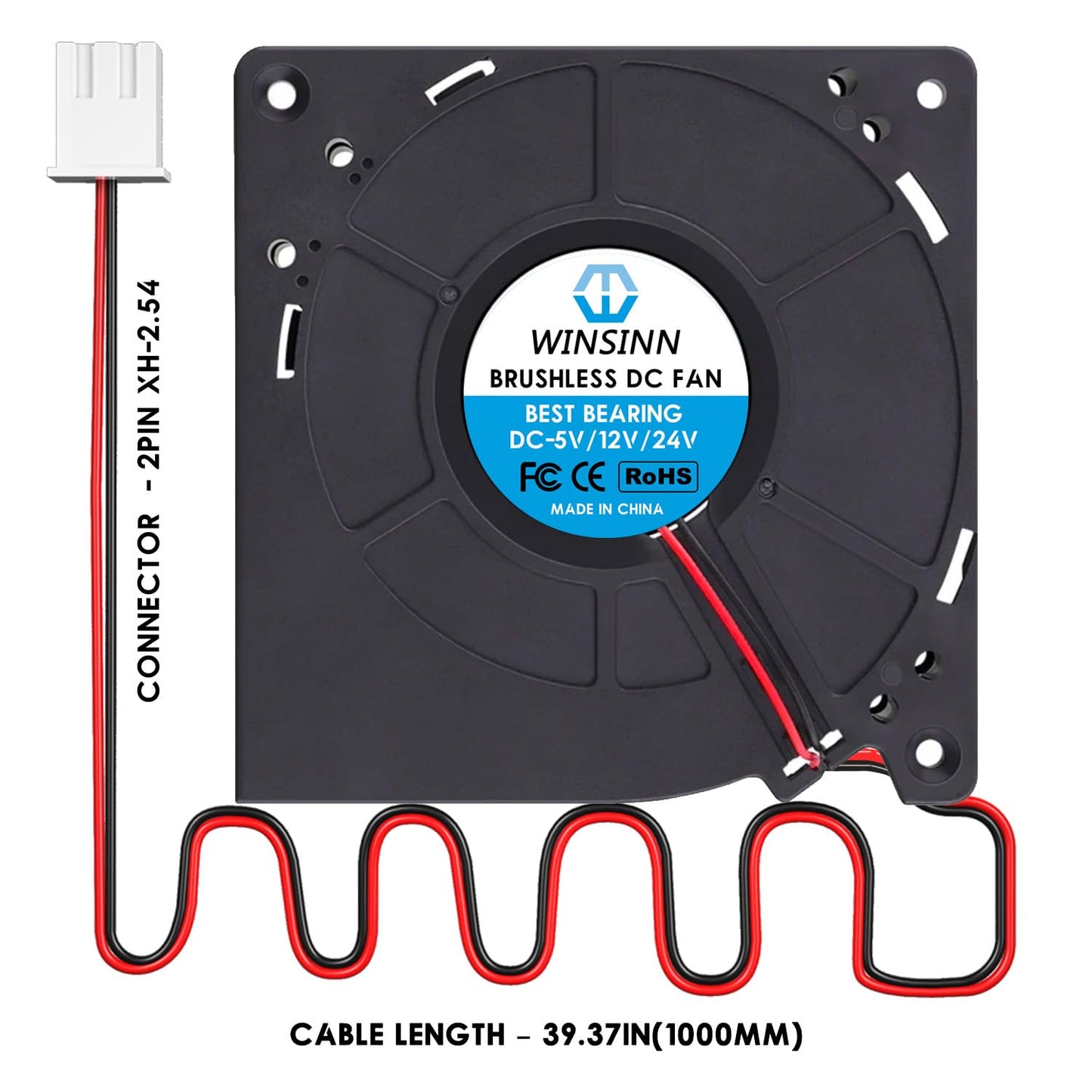 WINSINN DC 120mm Blower Fan 24V 12032 Dual Ball Bearing Brushless Cooling Turbine Turbo 120x32mm 2PIN