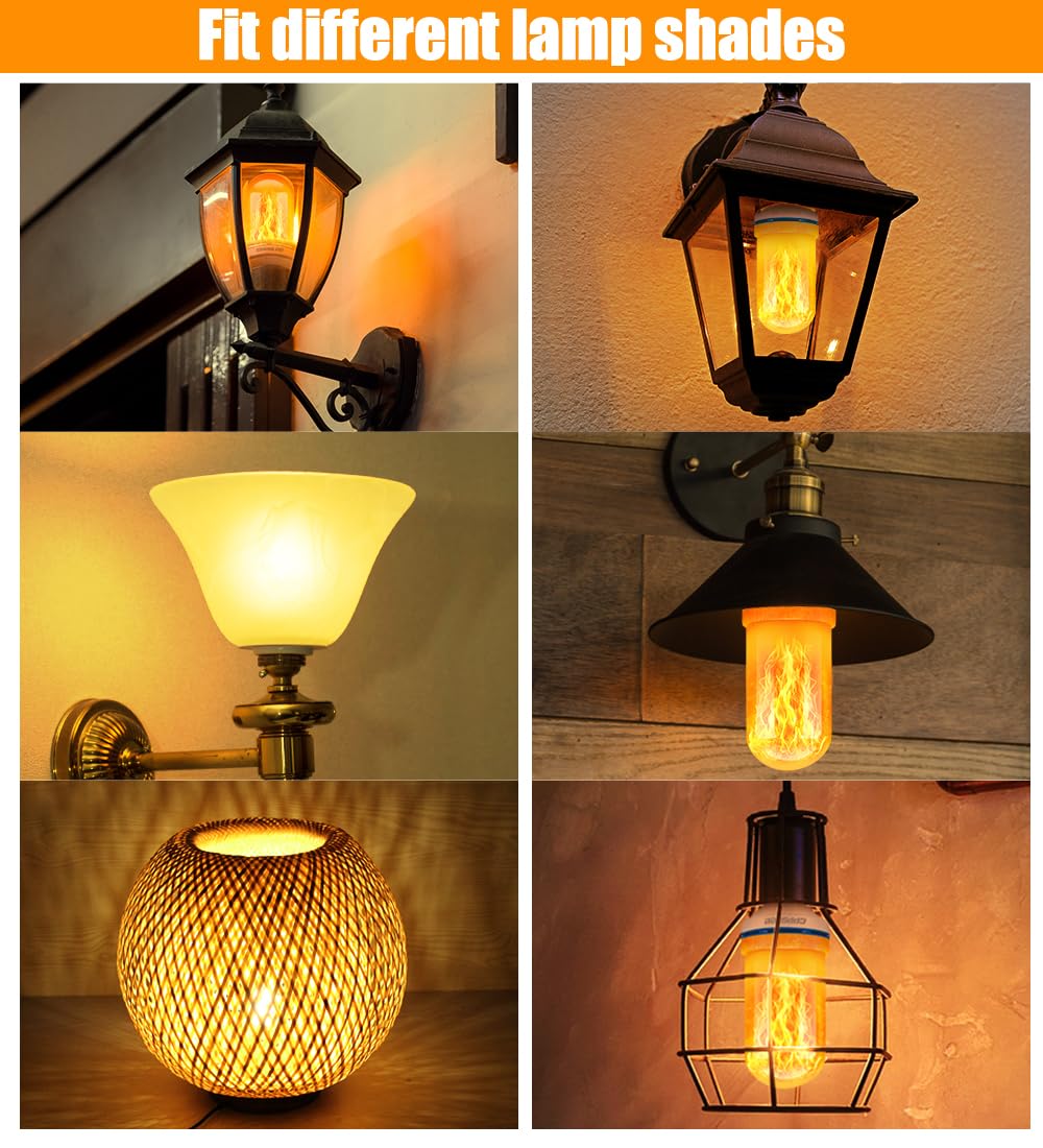 CPPSLEE Upgraded Flame Light Bulbs, 4 Modes Flickering Light Bulbs, E26 Base Fire Flame Bulb for Halloween Decorations Outdoor, Christmas Lights Patio